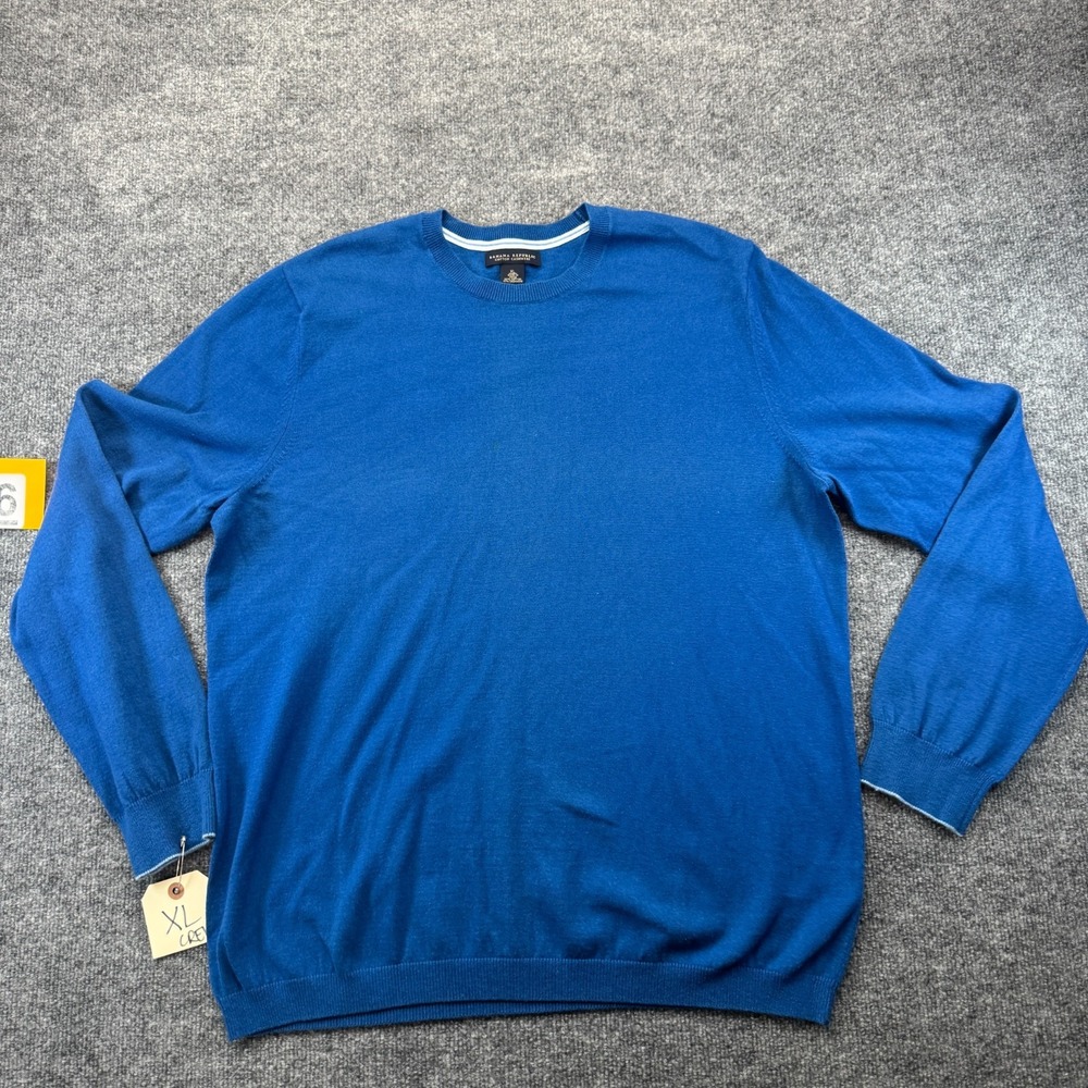 Banana Republic Sweater Men XL Blue Cotton Cashmere Blend Tight Knit Long Sleeve